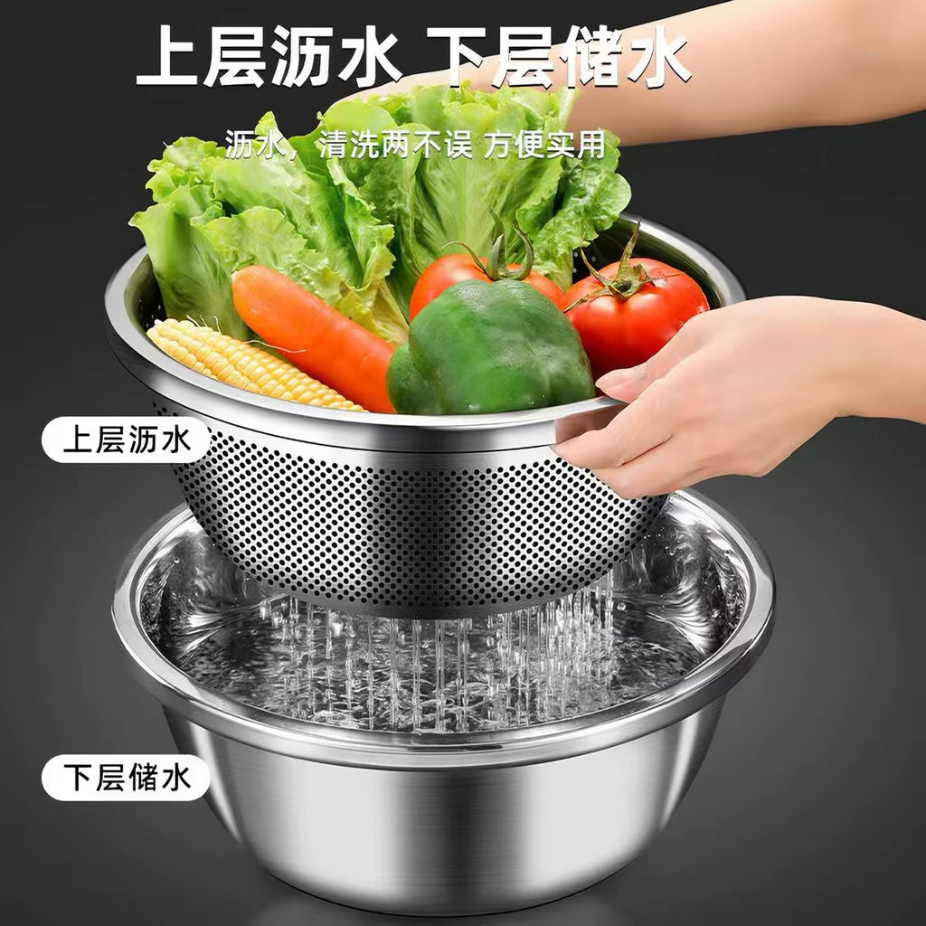 Stainless steel vegetable washing basket